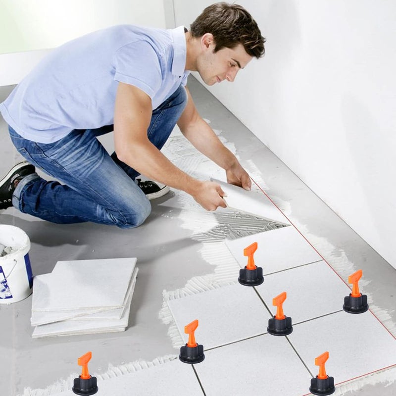Threetwone Reusable 1/16" Tile Leveling System Kit (300pcs) w/ 1500 1/8" Cross Spacers + 6 Wrenches & 40 Steel Pins - Professional Floor Installation Tools (300, 1/8) - Image 4